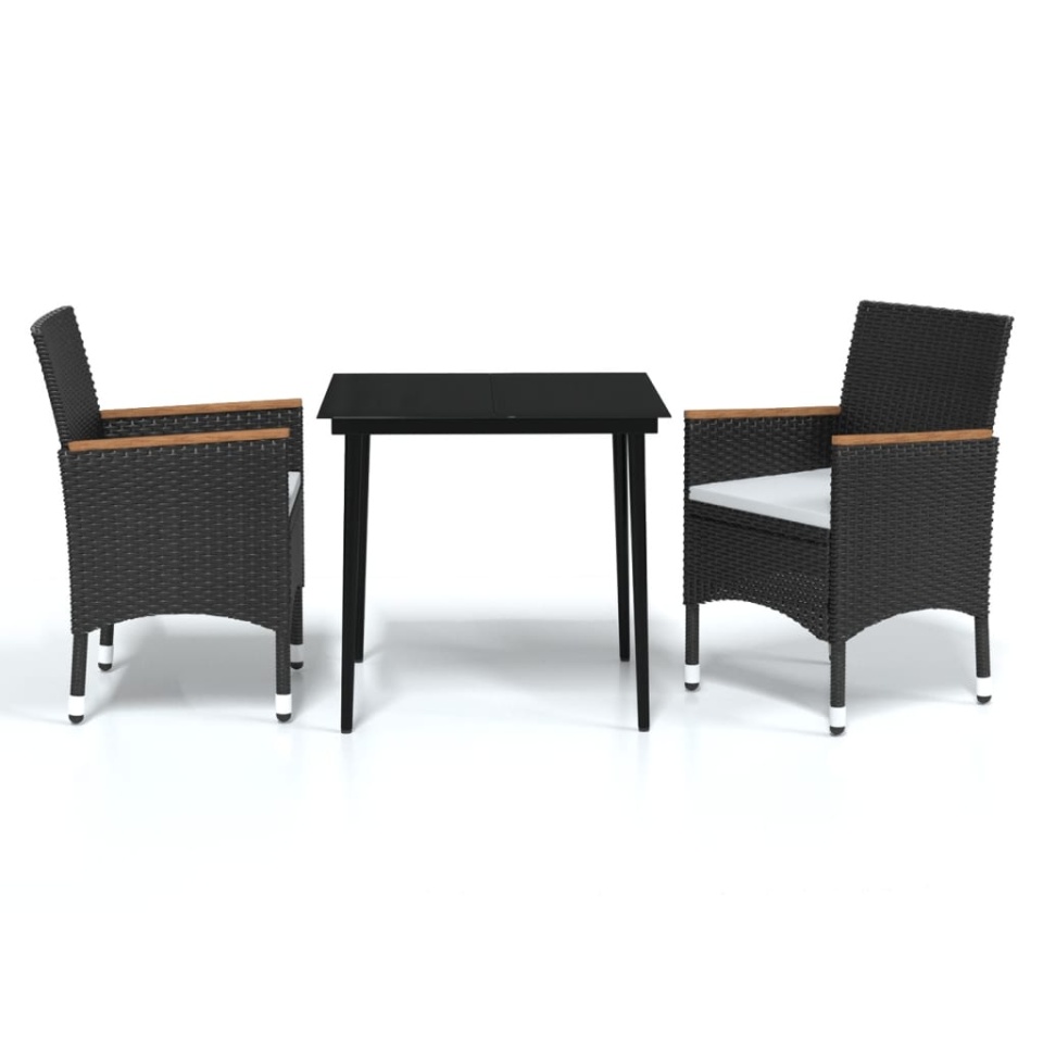 Set mobilier de grădină cu perne, 3 piese, negru - 1 | YEO