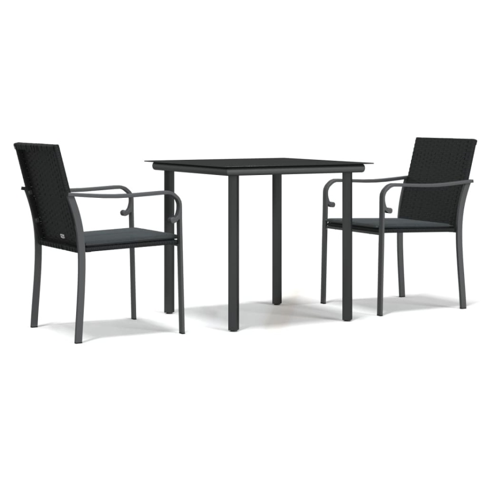 Set mobilier de grădină cu perne, 3 piese, poliratan și oțel - 1 | YEO