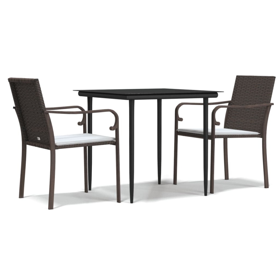 Set mobilier de grădină cu perne, 3 piese, poliratan și oțel - 1 | YEO