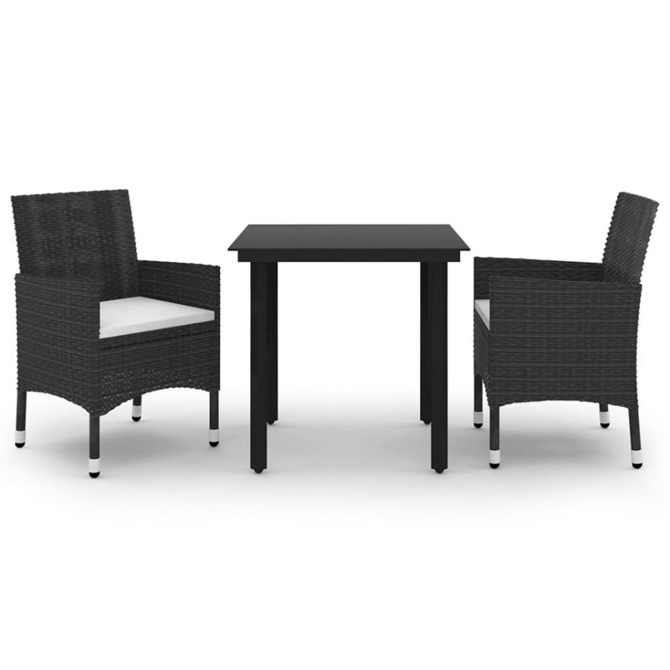 Set mobilier de grădină cu perne, 3 piese, poliratan și sticlă - 1 | YEO