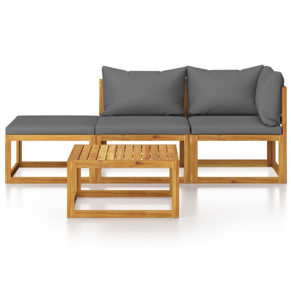 Set mobilier de grădină cu perne, 4 piese, lemn masiv de acacia - 2 | YEO