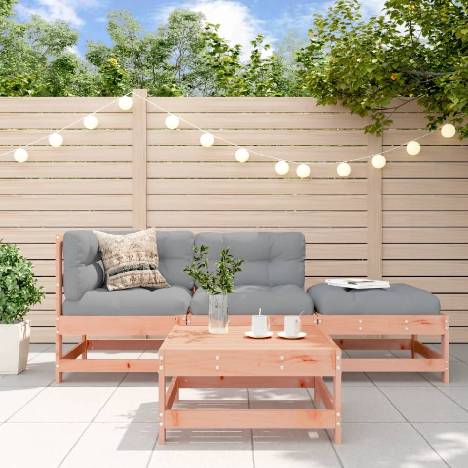 Set mobilier de grădină cu perne, 4 piese, lemn masiv douglas