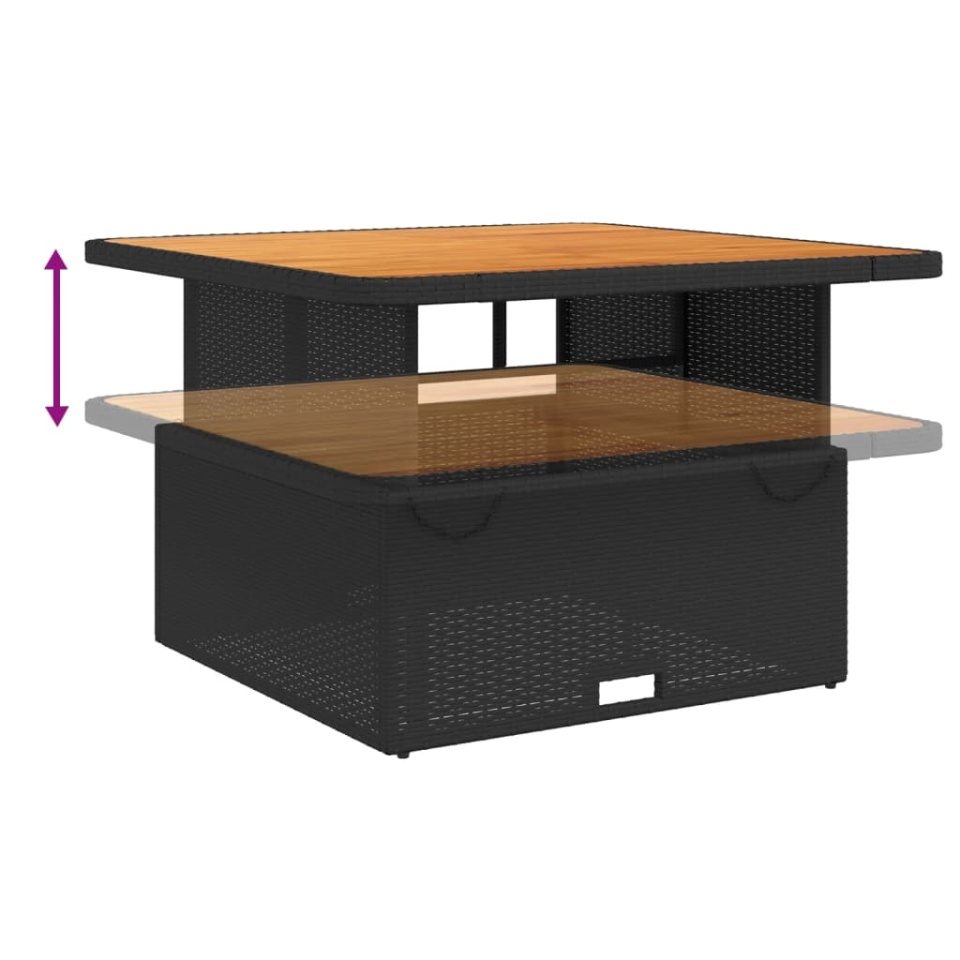 Set mobilier de grădină cu perne, 4 piese, negru, poliratan - 3 | YEO