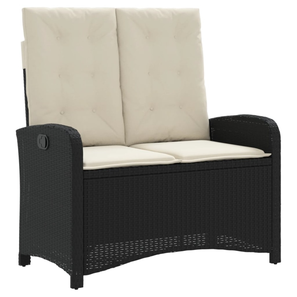 Set mobilier de grădină cu perne, 4 piese, negru, poliratan - 2 | YEO