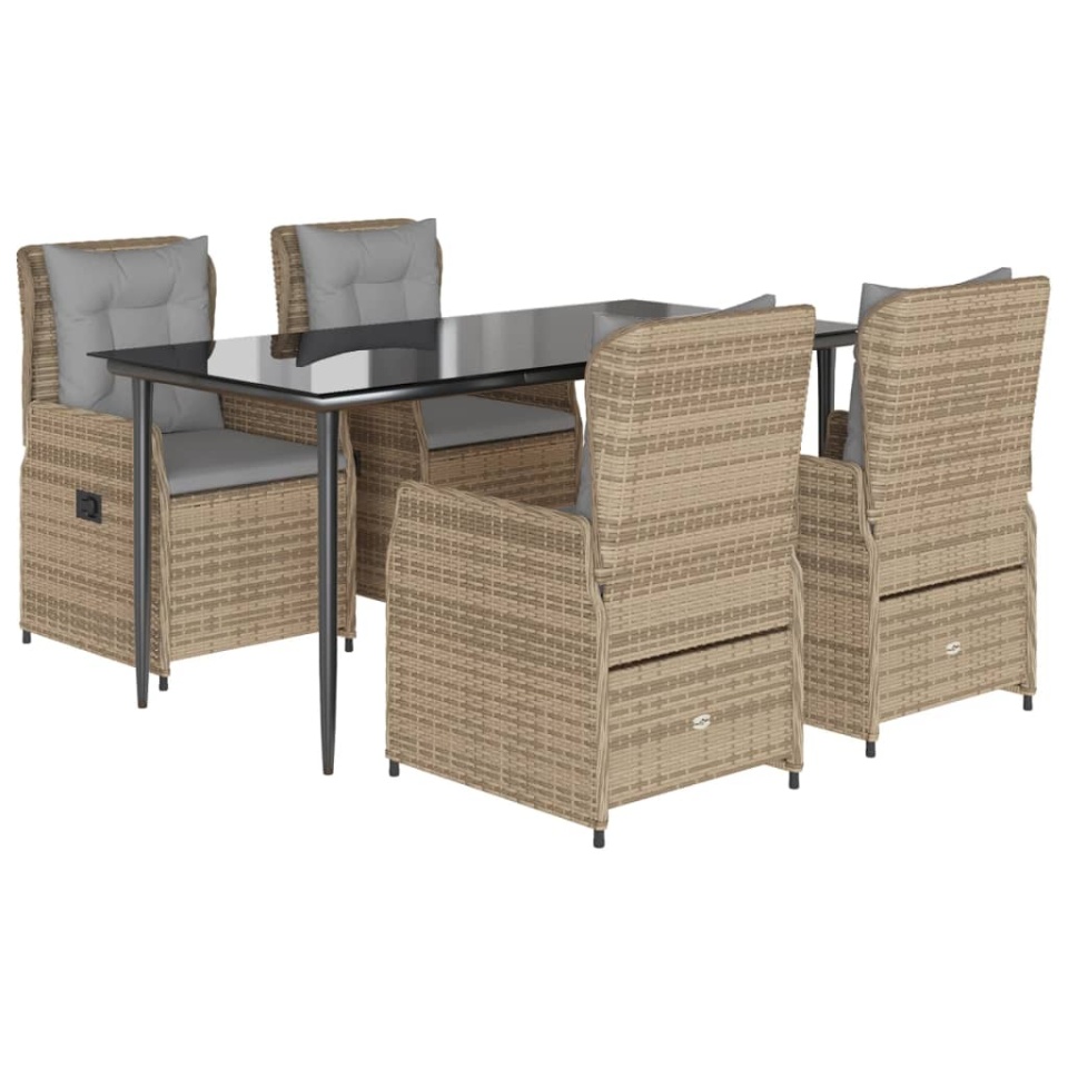Set mobilier de grădină cu perne, 5 piese, bej, poliratan - 1 | YEO