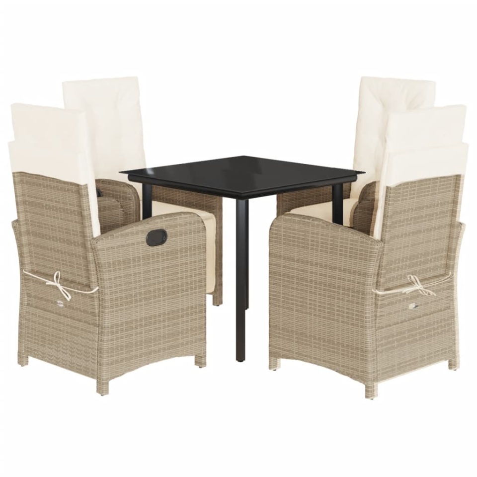 Set mobilier de grădină cu perne, 5 piese, bej, poliratan - 1 | YEO