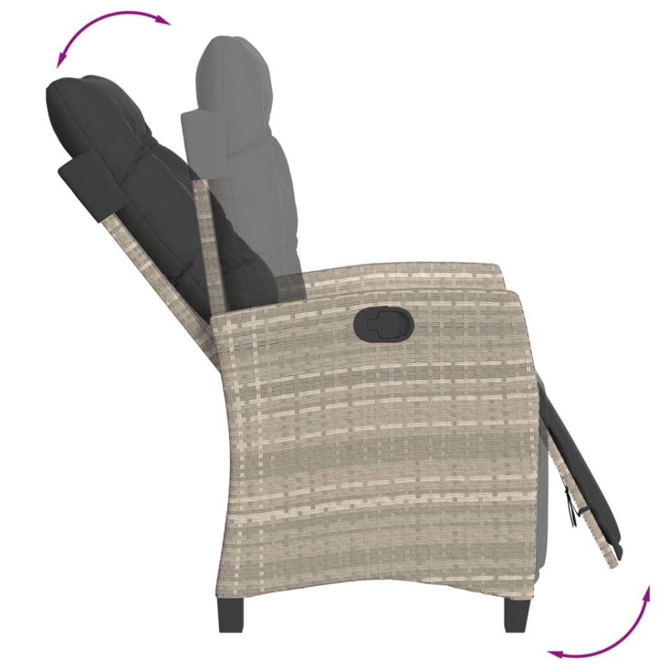 Set mobilier de grădină cu perne, 5 piese gri deschis poliratan - 3 | YEO
