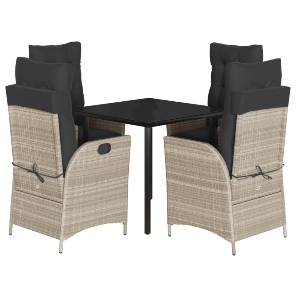 Set mobilier de grădină cu perne, 5 piese gri deschis poliratan - 1 | YEO