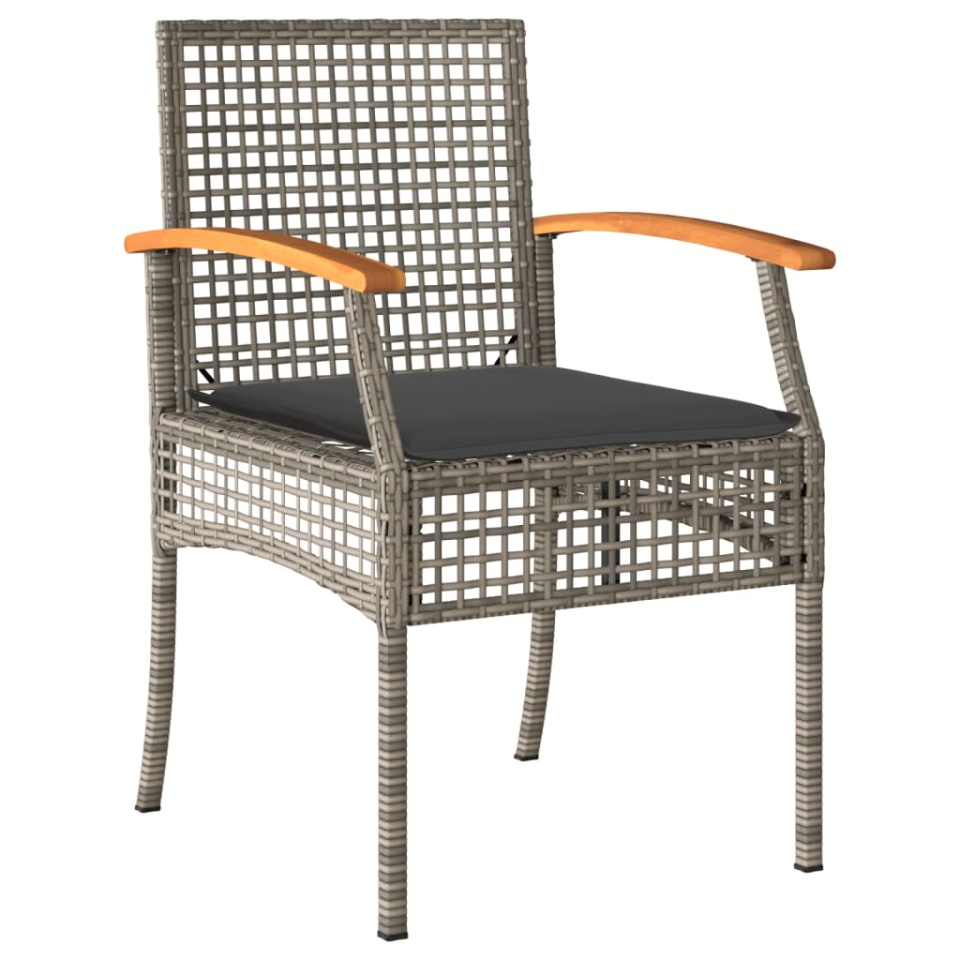 Set mobilier de grădină cu perne, 5 piese, gri, poliratan - 2 | YEO