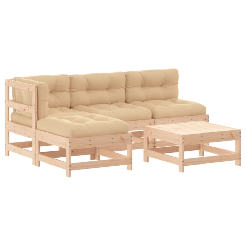 Set mobilier de grădină cu perne, 5 piese, lemn masiv - 1 | YEO