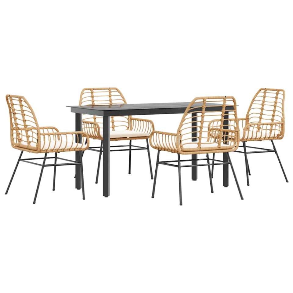 Set mobilier de grădină cu perne 5 piese maro sticlă polirattan - 1 | YEO