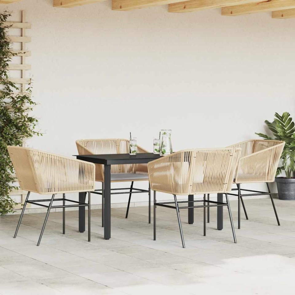 Set mobilier de grădină cu perne 5 piese maro sticlă polirattan - 2 | YEO
