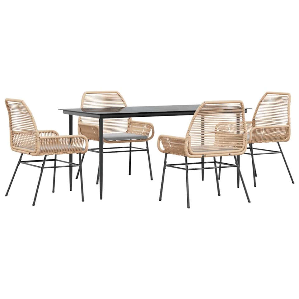 Set mobilier de grădină cu perne 5 piese maro sticlă polirattan - 1 | YEO