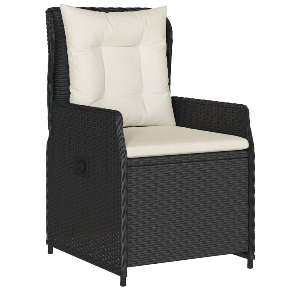 Set mobilier de grădină cu perne, 5 piese, negru, poliratan - 2 | YEO