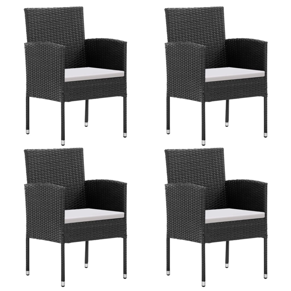 Set mobilier de grădină cu perne, 5 piese, negru, poliratan - 3 | YEO