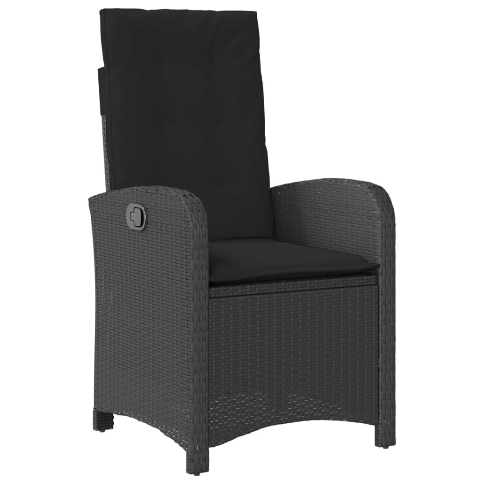 Set mobilier de grădină cu perne, 5 piese, negru, poliratan - 2 | YEO