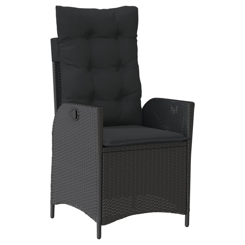 Set mobilier de grădină cu perne, 5 piese, negru, poliratan - 2 | YEO