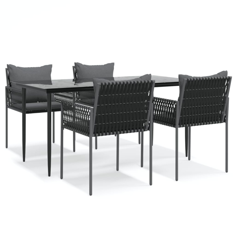 Set mobilier de grădină cu perne, 5 piese, poliratan și oțel - 1 | YEO