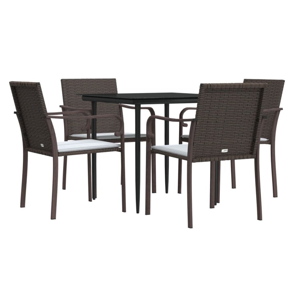 Set mobilier de grădină cu perne, 5 piese, poliratan și oțel - 2 | YEO