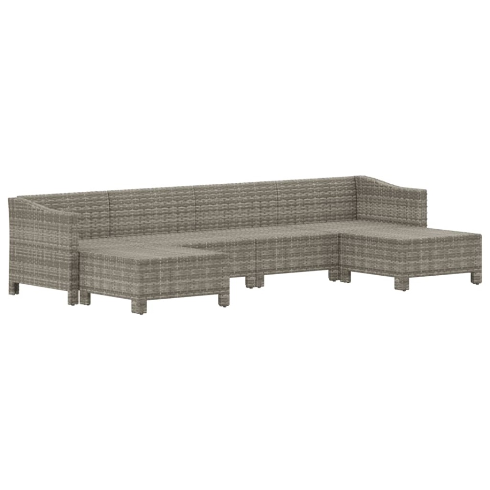 Set mobilier de grădină cu perne, 6 piese, gri, poliratan - 3 | YEO