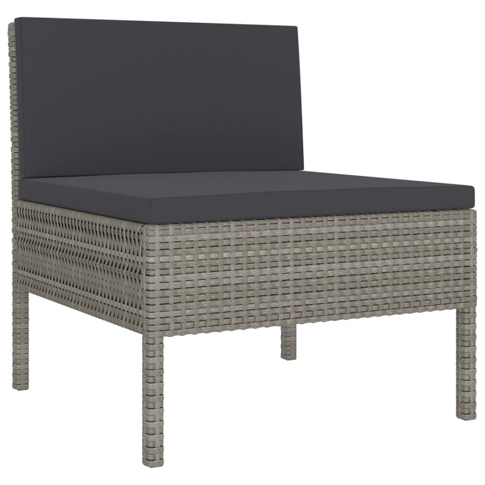 Set mobilier de grădină cu perne, 7 piese, gri, poliratan - 2 | YEO