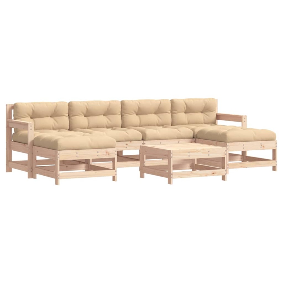 Set mobilier de grădină cu perne, 7 piese, lemn masiv - 1 | YEO