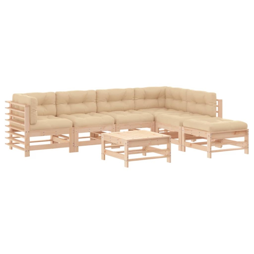Set mobilier de grădină cu perne, 7 piese, lemn masiv - 1 | YEO