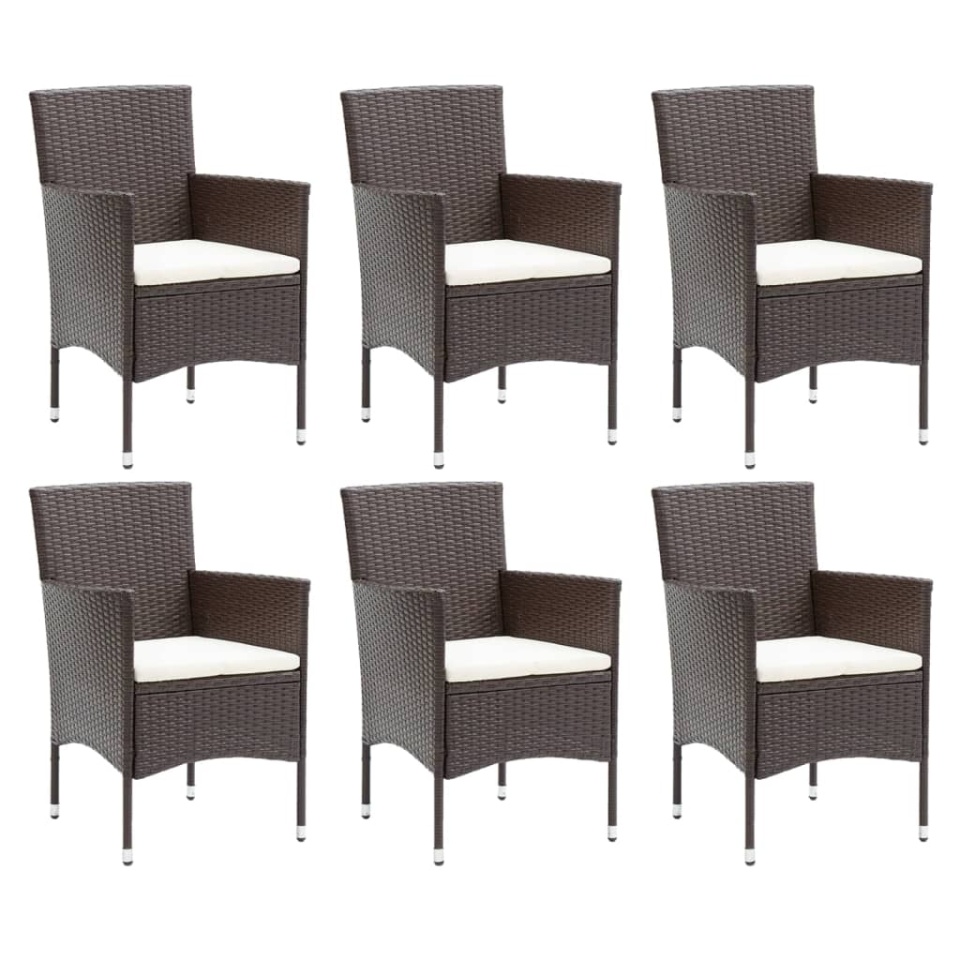 Set mobilier de grădină cu perne, 7 piese, maro, poliratan - 2 | YEO