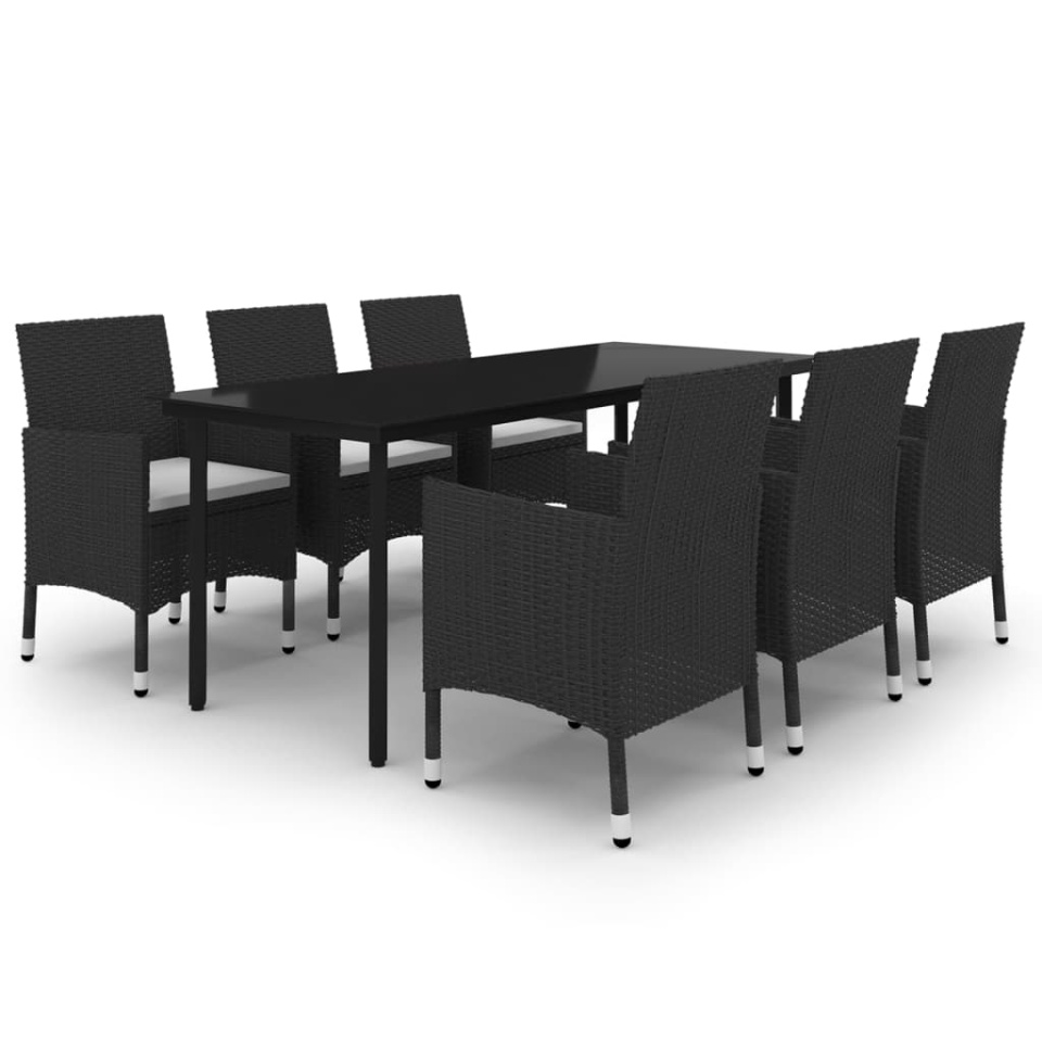 Set mobilier de grădină cu perne, 7 piese, poliratan și sticlă - 1 | YEO