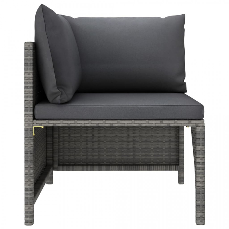 Set mobilier de grădină cu perne, 9 piese, gri, poliratan - 3 | YEO