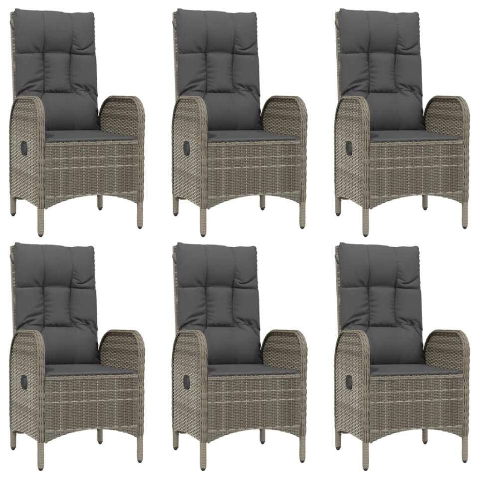 Set mobilier de grădină cu perne, 9 piese, negru/gri, poliratan - 3 | YEO