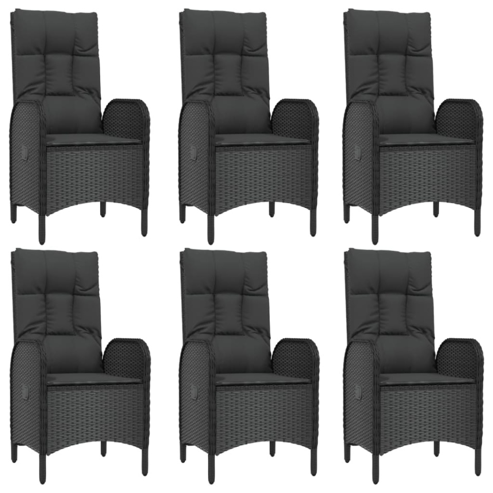 Set mobilier de grădină cu perne, 9 piese, negru, poliratan - 3 | YEO
