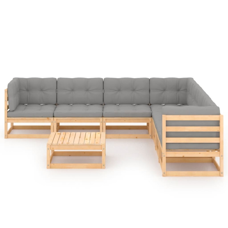 Set mobilier de grădină din 8 piese, lemn masiv de pin - 1 | YEO