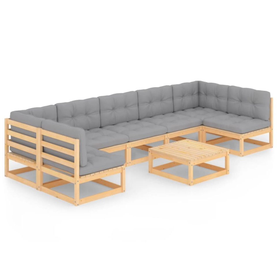 Set mobilier de grădină din 8 piese, lemn masiv de pin - 1 | YEO