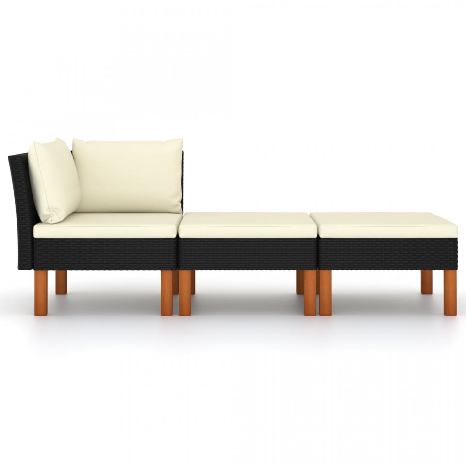 Set mobilier grădină, 3 piese, poliratan & lemn masiv eucalipt - 1 | YEO