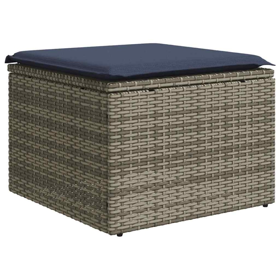 Set mobilier grădină cu perne 2 piese gri poliratan/lemn acacia - 3 | YEO