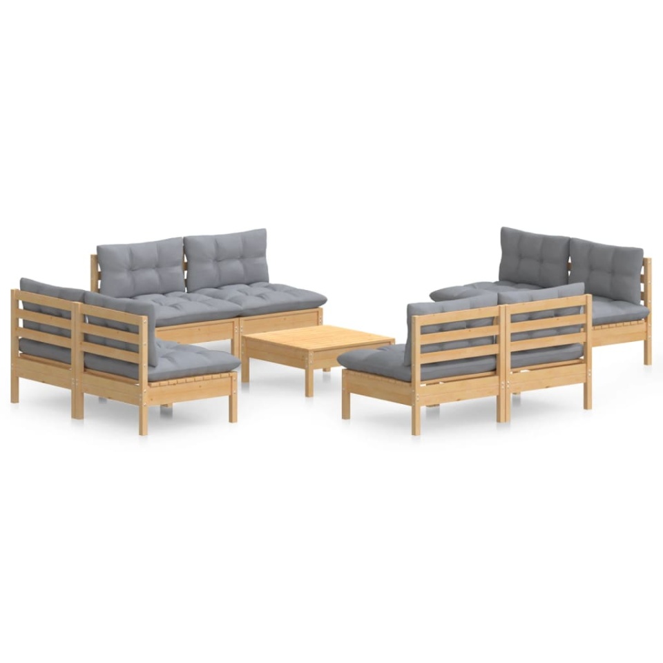 Set mobilier grădină cu perne, 5 piese, antracit, lemn de pin - 1 | YEO