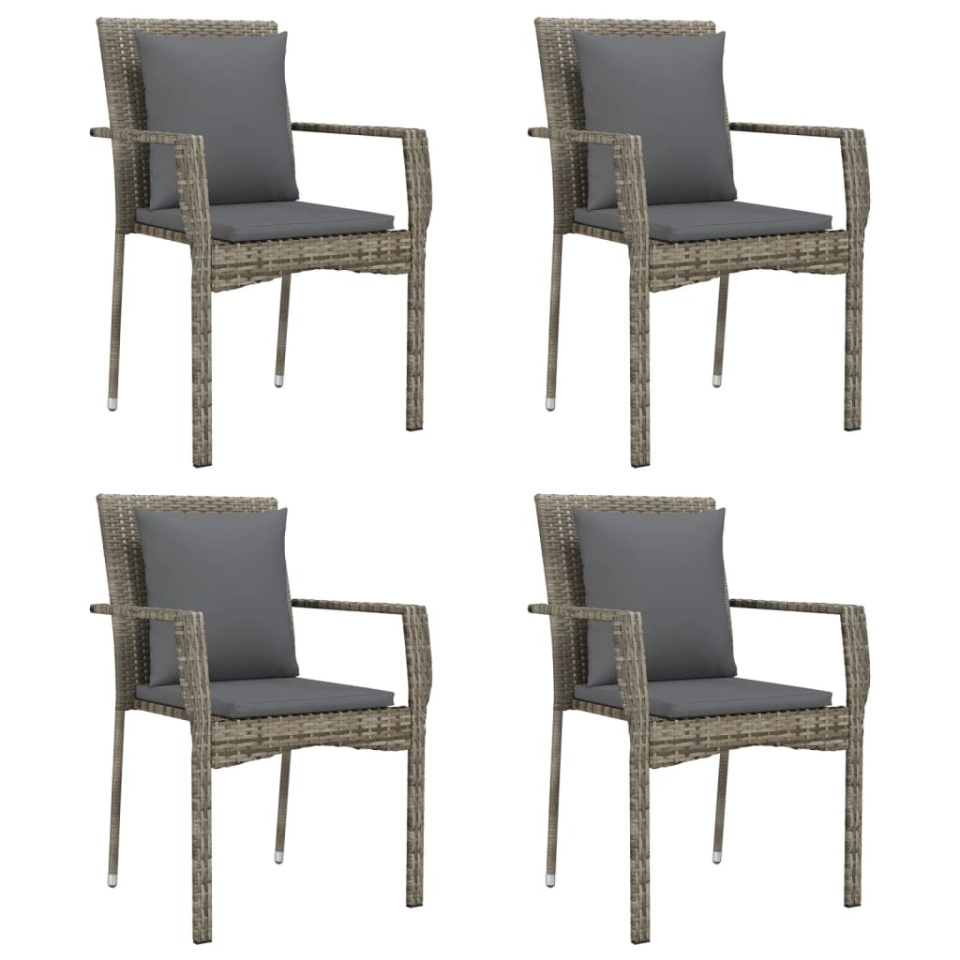 Set mobilier grădină cu perne, 5 piese, negru și gri, poliratan - 3 | YEO