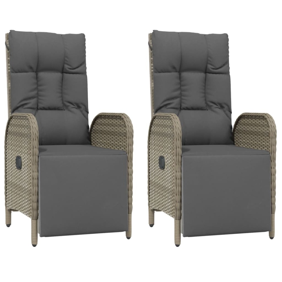 Set mobilier grădină cu perne, 5 piese, negru și gri, poliratan - 3 | YEO