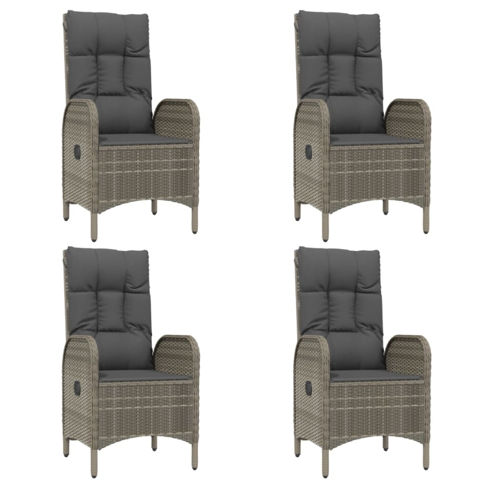 Set mobilier grădină cu perne, 5 piese, negru și gri, poliratan - 3 | YEO