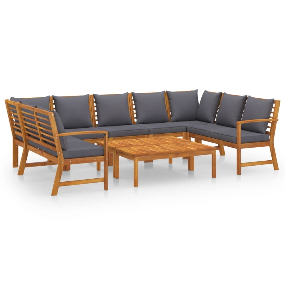 Set mobilier grădină cu perne, 9 piese, lemn masiv de acacia - 1 | YEO