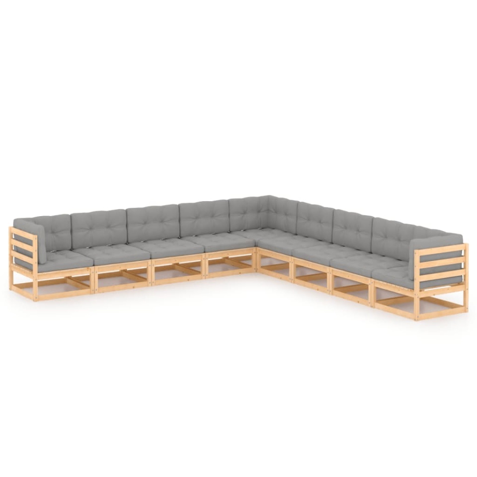 Set mobilier grădină cu perne, 9 piese, lemn masiv de pin