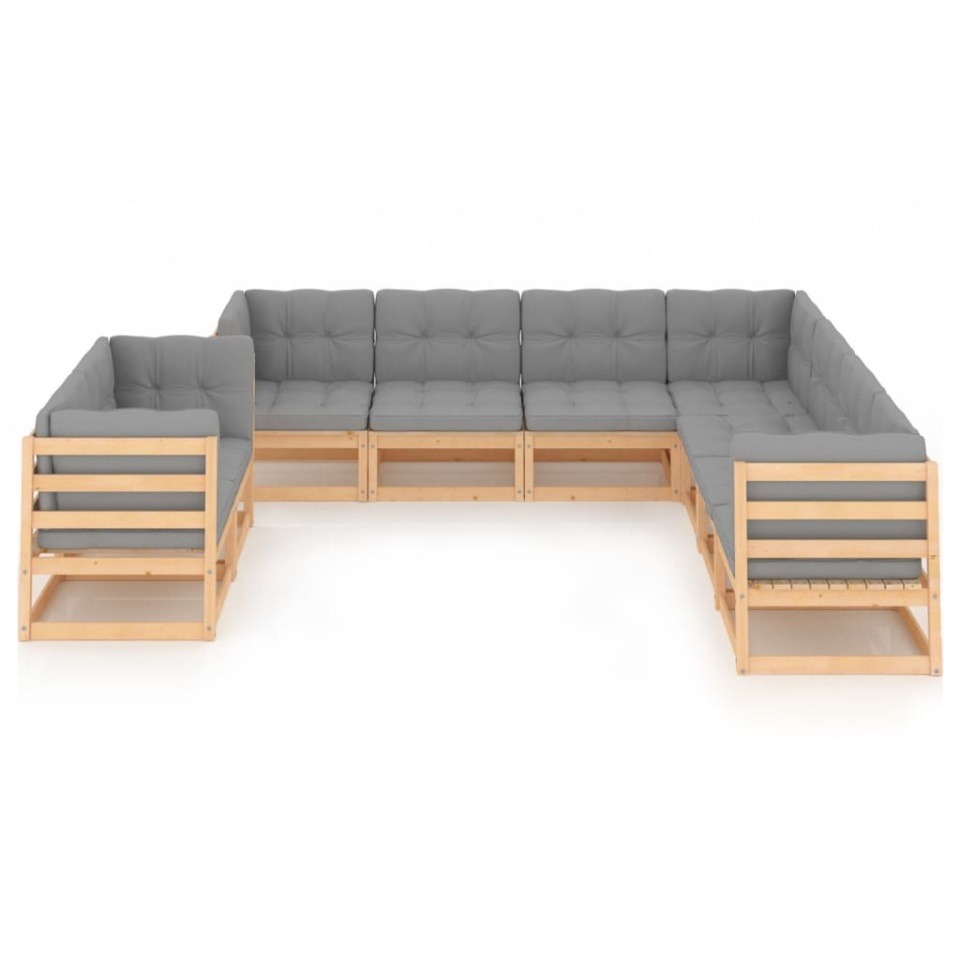 Set mobilier grădină cu perne, 9 piese, lemn masiv de pin - 1 | YEO