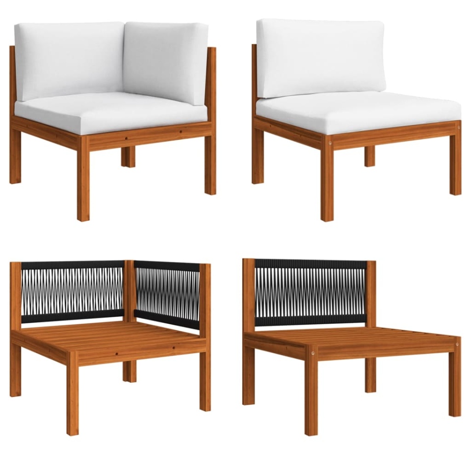 Set mobilier grădină cu perne, crem, 8 piese, lemn masiv acacia - 3 | YEO