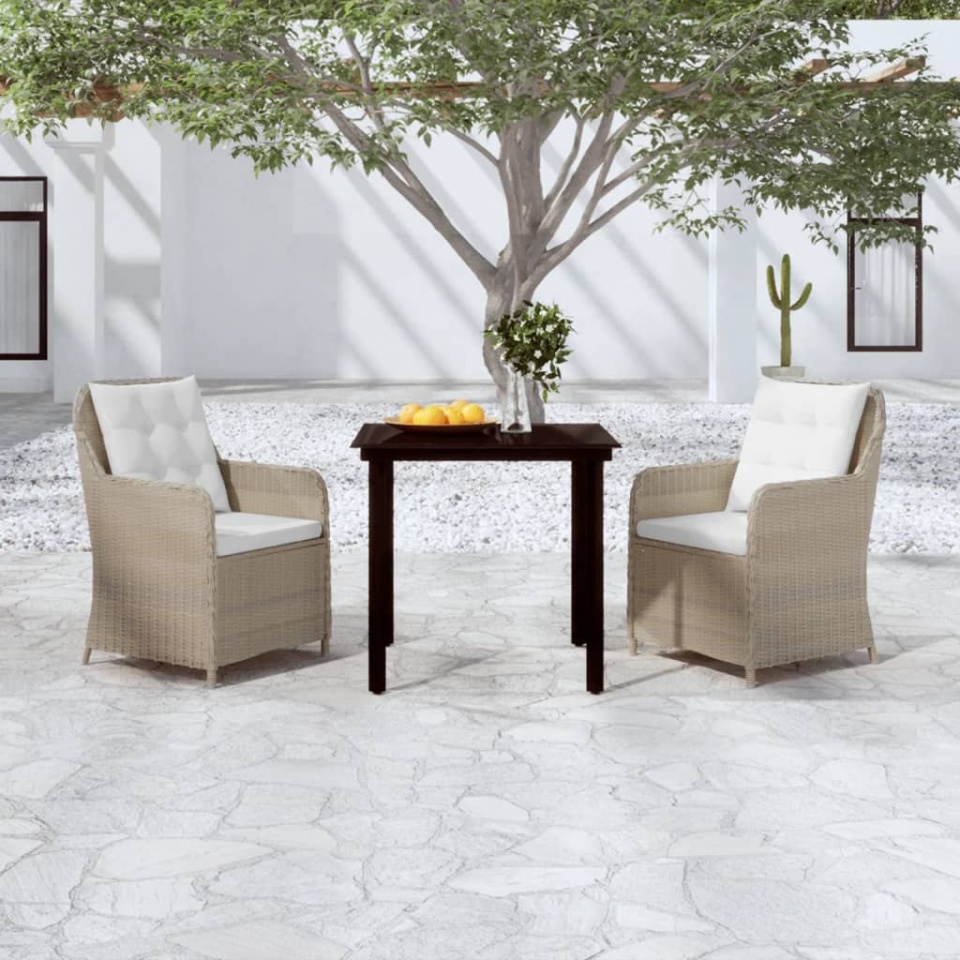 Set mobilier pentru grădină, 3 piese, maro