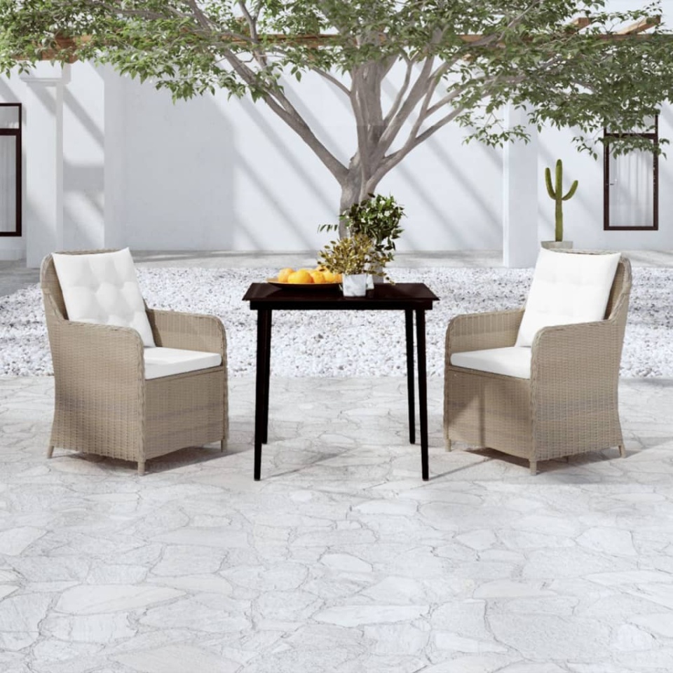 Set mobilier pentru grădină, 3 piese, maro