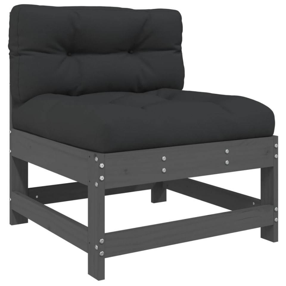 Set mobilier relaxare grădină&perne 6 piese gri lemn masiv pin - 3 | YEO