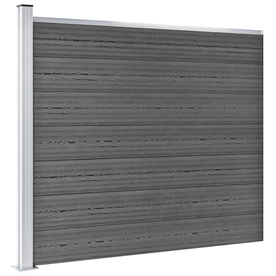 Set panouri gard, 353x146 cm, negru, WPC - 2 | YEO