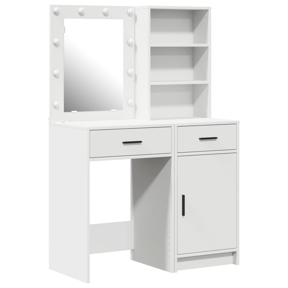 Set toaletă 2 piese cu LED din lemn alb - 1 | YEO