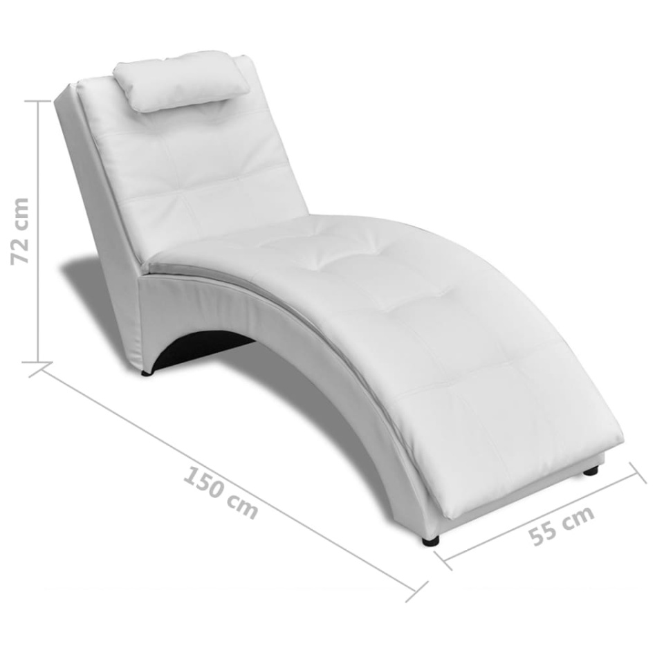 Șezlong cu pernă, alb, piele ecologică - 4 | YEO